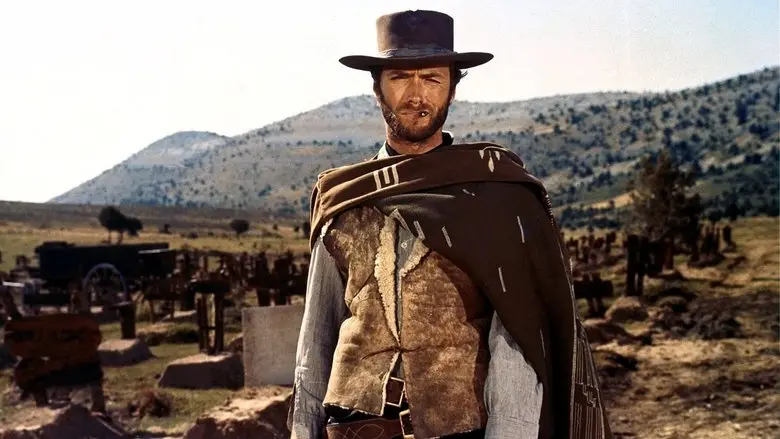 Blondie stands in a cemetery landscape in The Good, the Bad and the Ugly